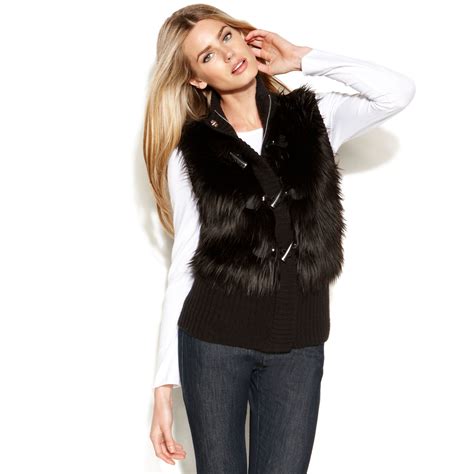 michael kors faux fur vest womens|faux fur vest.